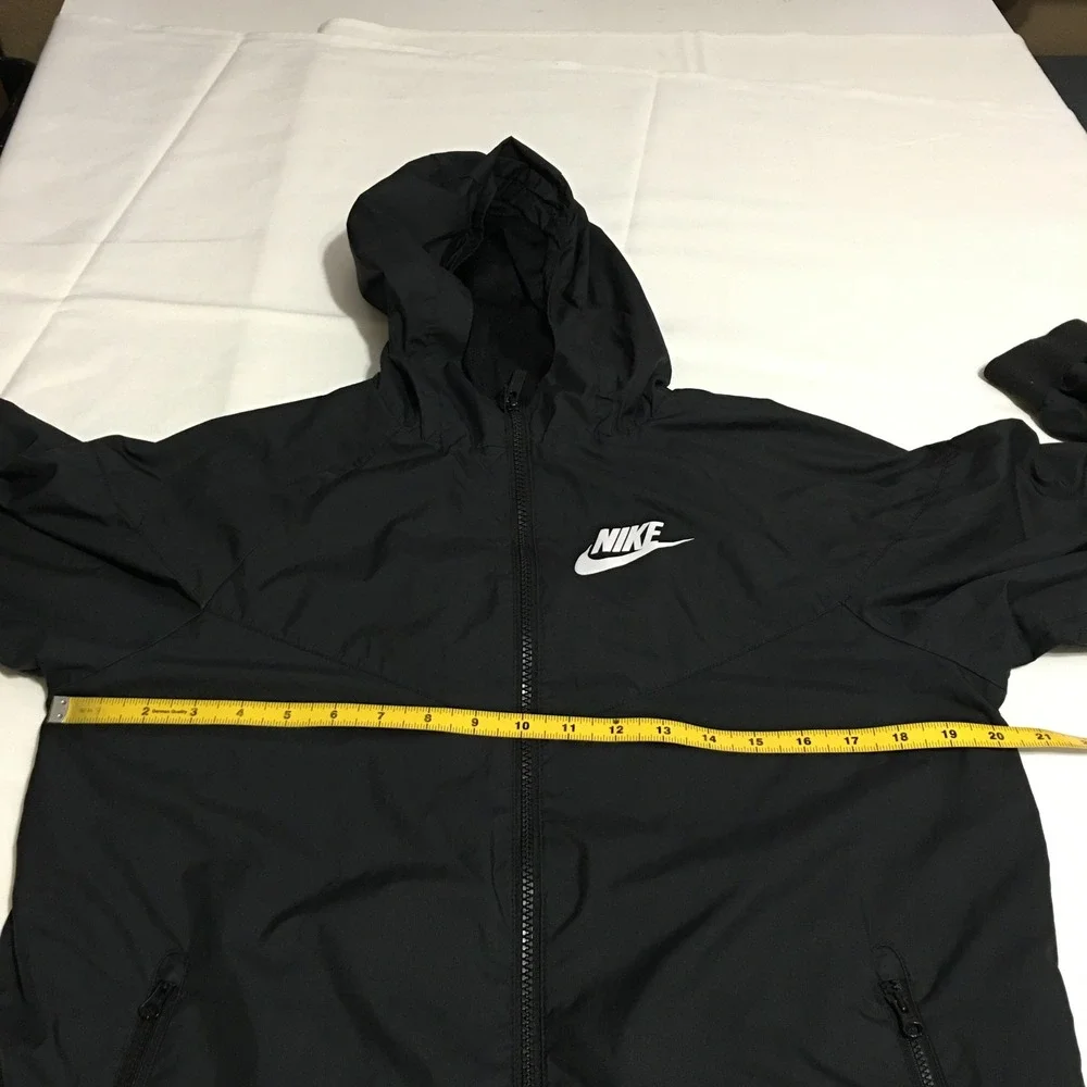 Nike Windbreaker Jacket Youth XL Black Full Zip Hooded Mesh Lined